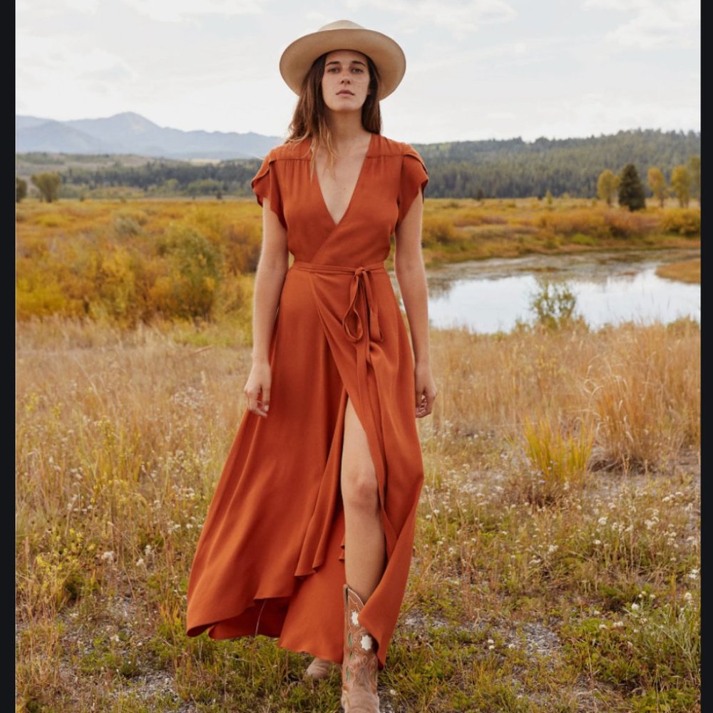 Christy Dawn Autumn Dress in Rust M